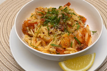 Calabrian Chili Shrimp with Lemon and Olive Oil Orzo